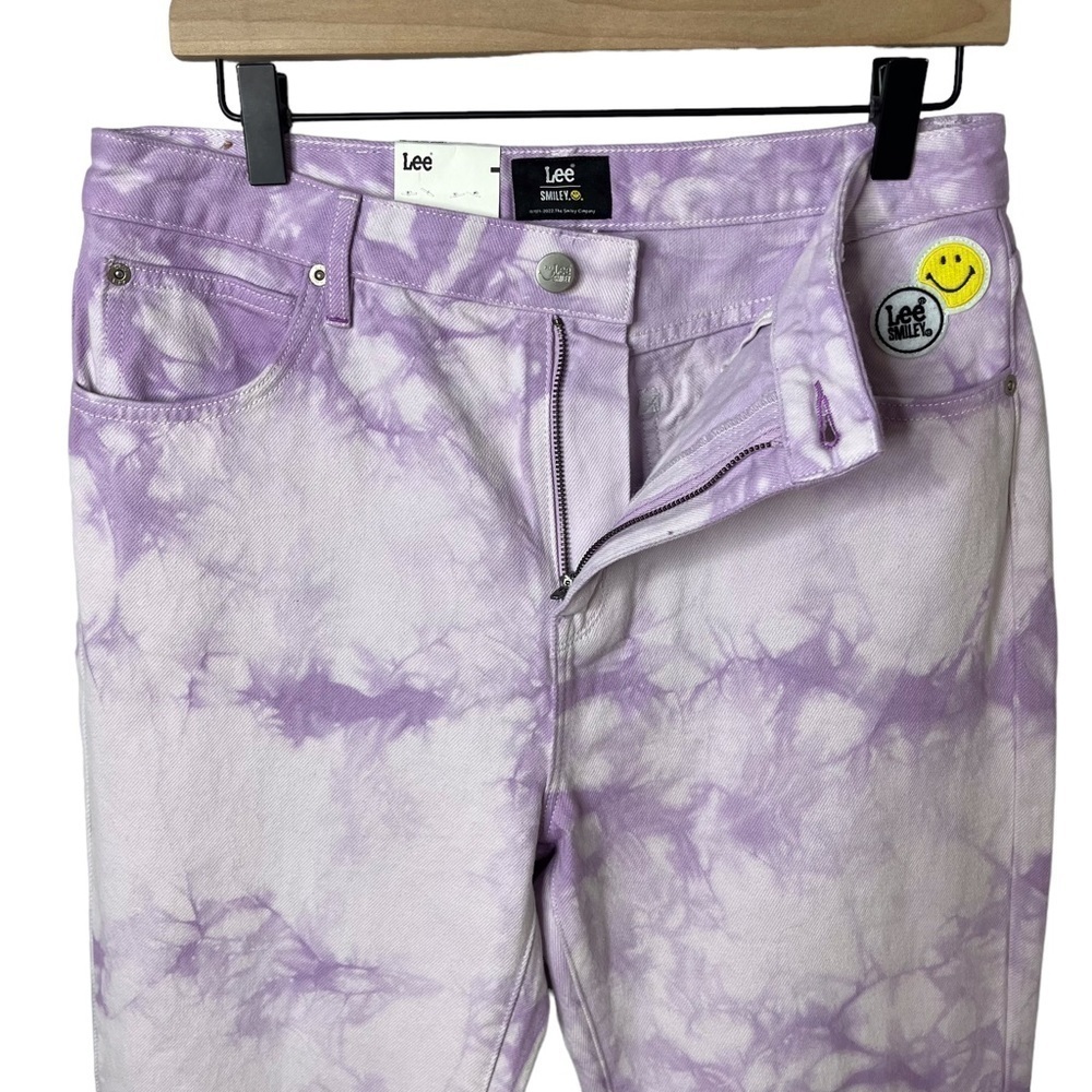 Lee Smiley x Tie Dye High Waist Flare Jeans Purple Size 28 Special Edition - Picture 4 of 9